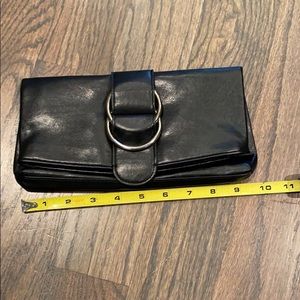 Faux leather black clutch